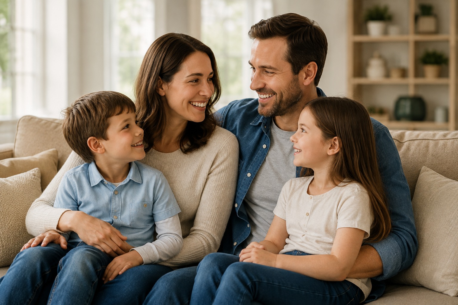Family spending time together at home representing life insurance protection for families